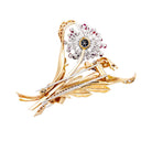 Broche Fleurs en or, saphirs roses et diamants, . - Castafiore