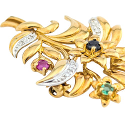 Broche florale en or jaune - Castafiore