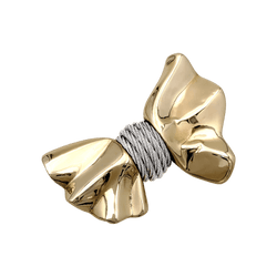Brooch Fred, "Nœud", yellow gold and steel.