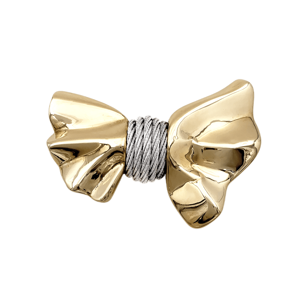 Brooch Fred, "Nœud", yellow gold and steel.