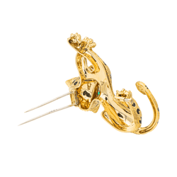 Broche FRED "Panthère" en or jaune, émail, émeraudes et diamants - Castafiore