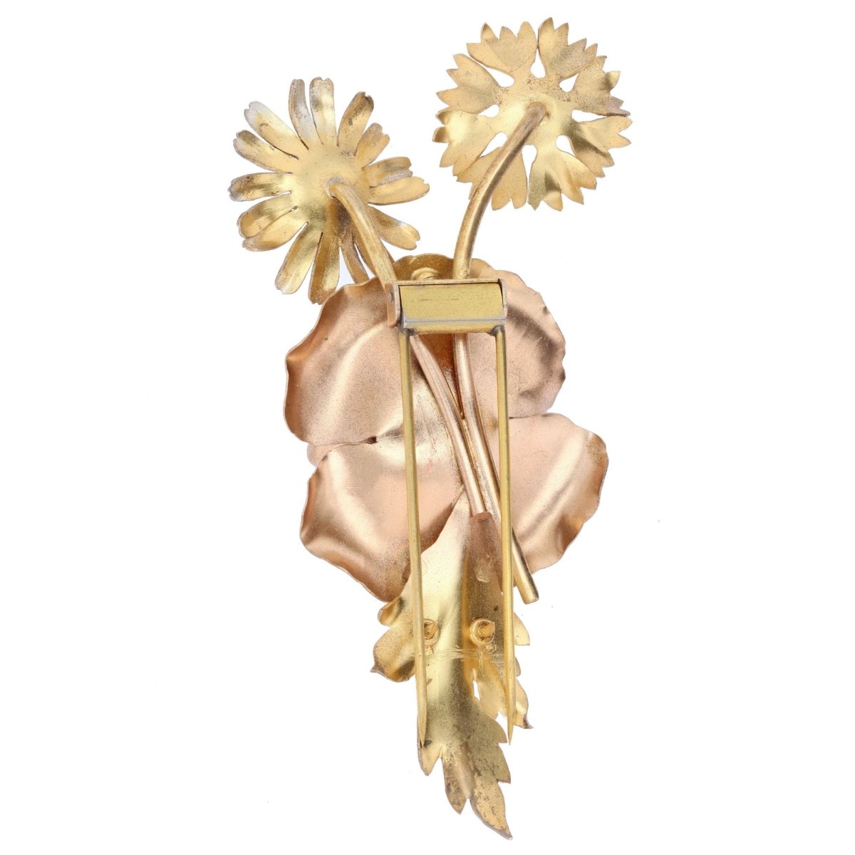 Broche GEORGES - RENÉ LECOMTE fleurs sauvages en argent doré et rosé - Castafiore