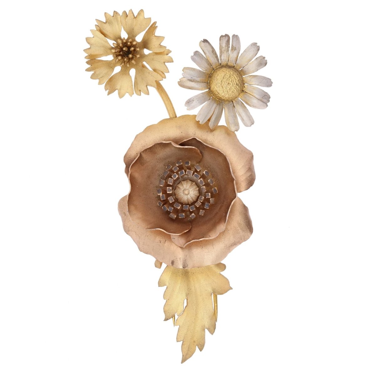 Georges-René Lecomte wildflower brooch in gilt and rose gold silver ...