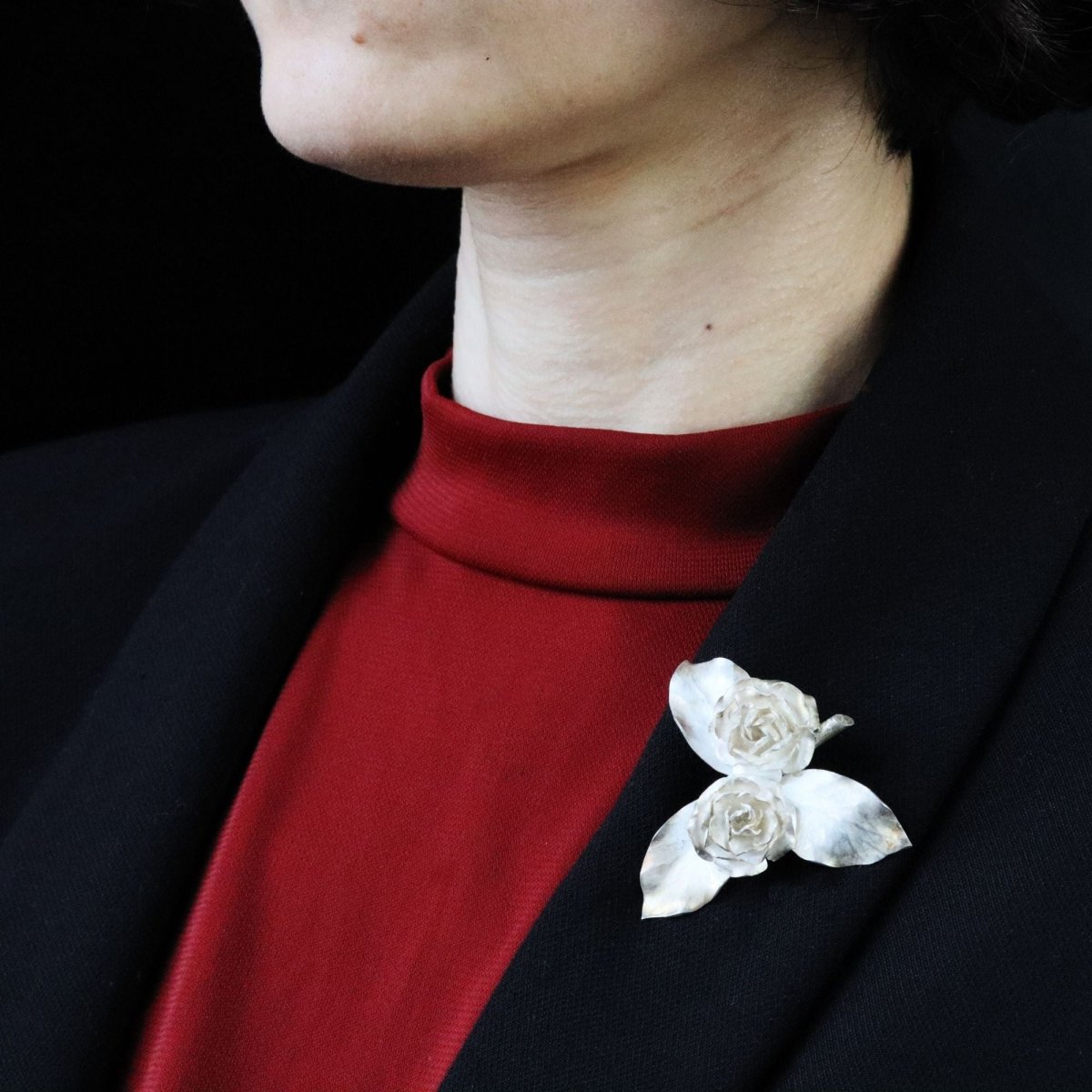 Broche GEORGES RENÉE LECOMTE boutons de rose en argent - Castafiore