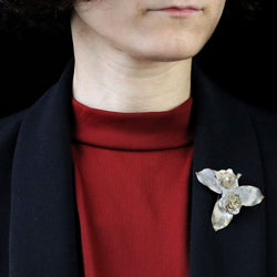 Broche GEORGES RENÉE LECOMTE boutons de rose en argent - Castafiore