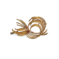 Broche gerbe de plumes en or jaune - Castafiore