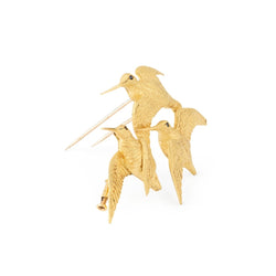 Broche HERMÈS "Bécasses" en or jaune par GEORGES LENFANT - Castafiore