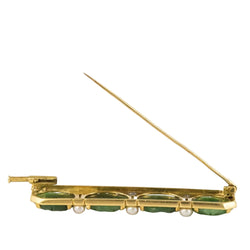 Broche ligne de jades et perles - Castafiore