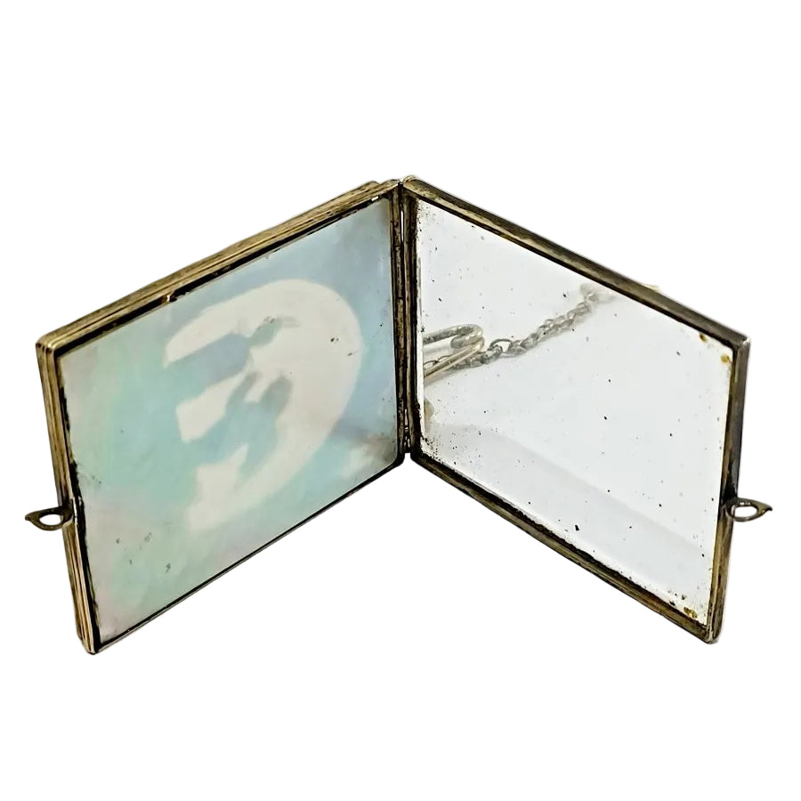 Broche Médaillon en or Rose et verre églomisé - Castafiore