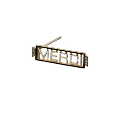 Broche 'Merci" en or jaune 18K et platine, émaillée, encadrée de diamants. - Castafiore