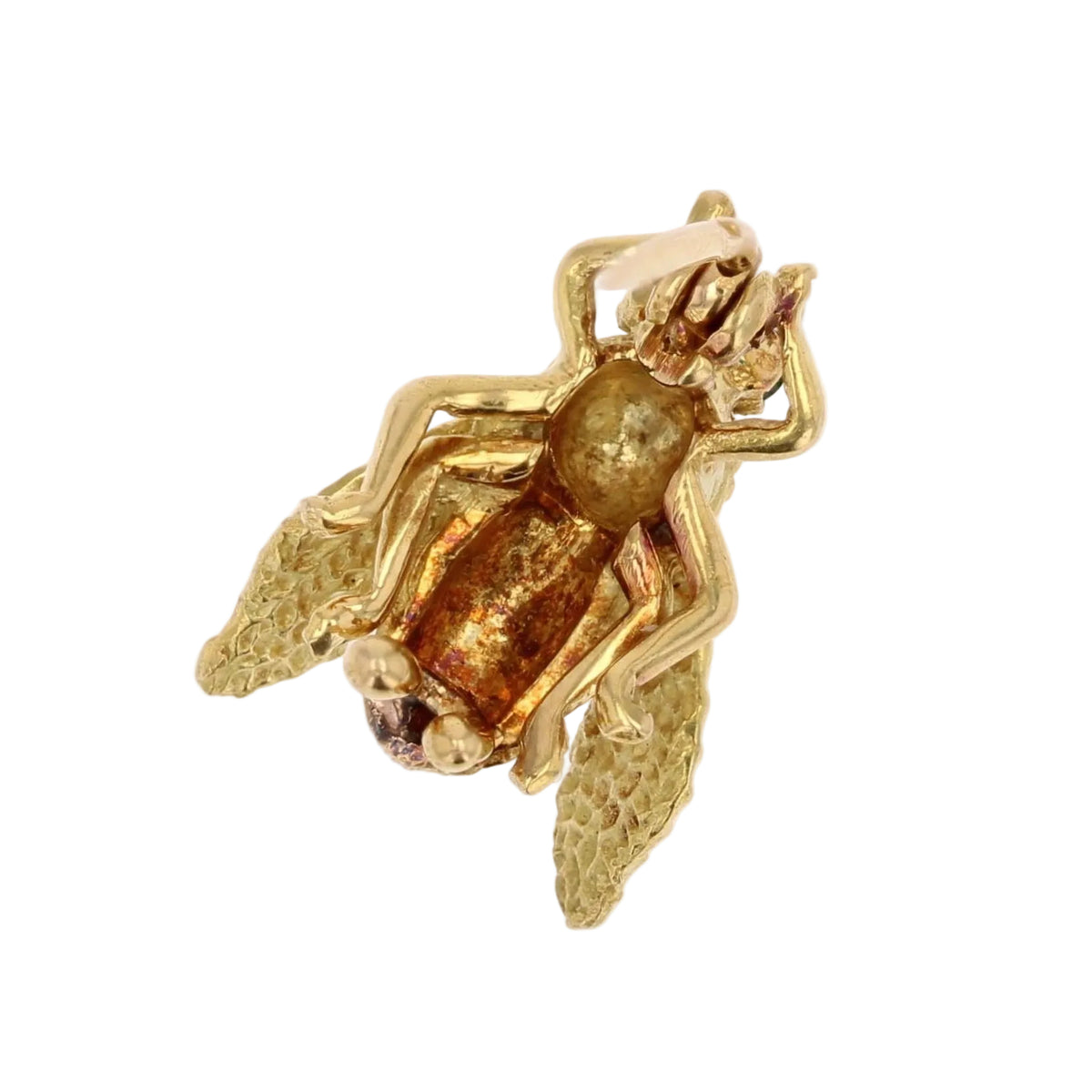Bee brooch in yellow gold and emeralds