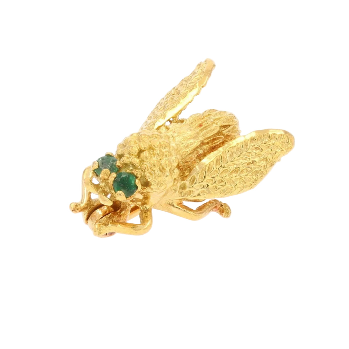 Bee brooch in yellow gold and emeralds