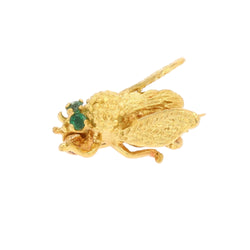 Bee brooch in yellow gold and emeralds