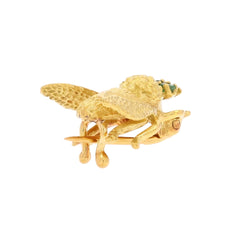 Bee brooch in yellow gold and emeralds