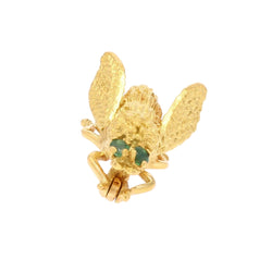 Bee brooch in yellow gold and emeralds