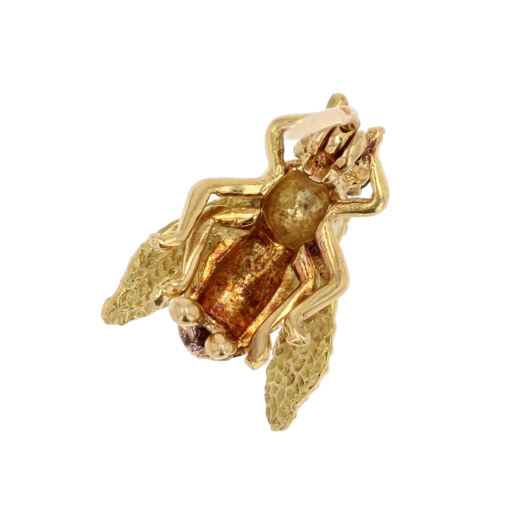 Bee brooch in yellow gold and rubies