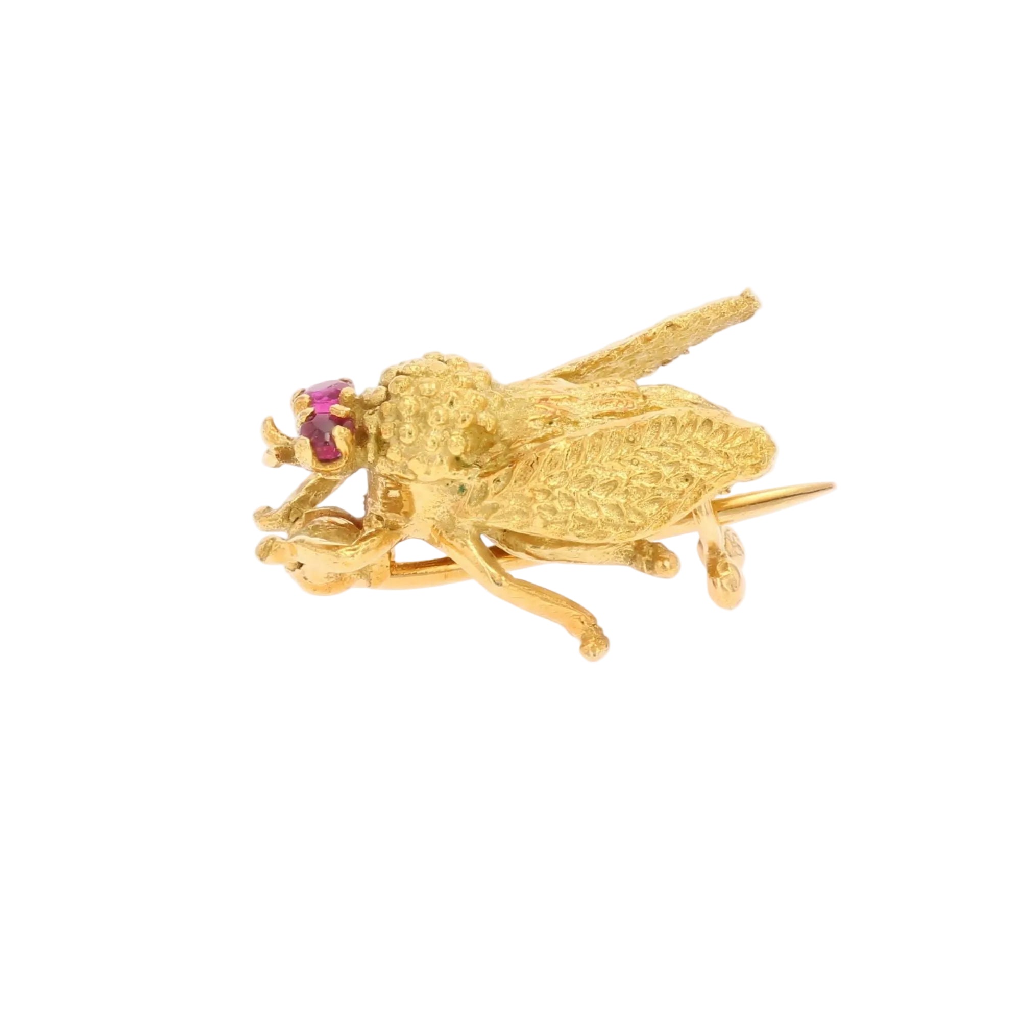 Broche Abeille en or jaune et rubis