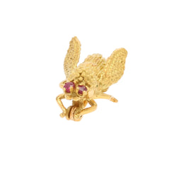 Bee brooch in yellow gold and rubies