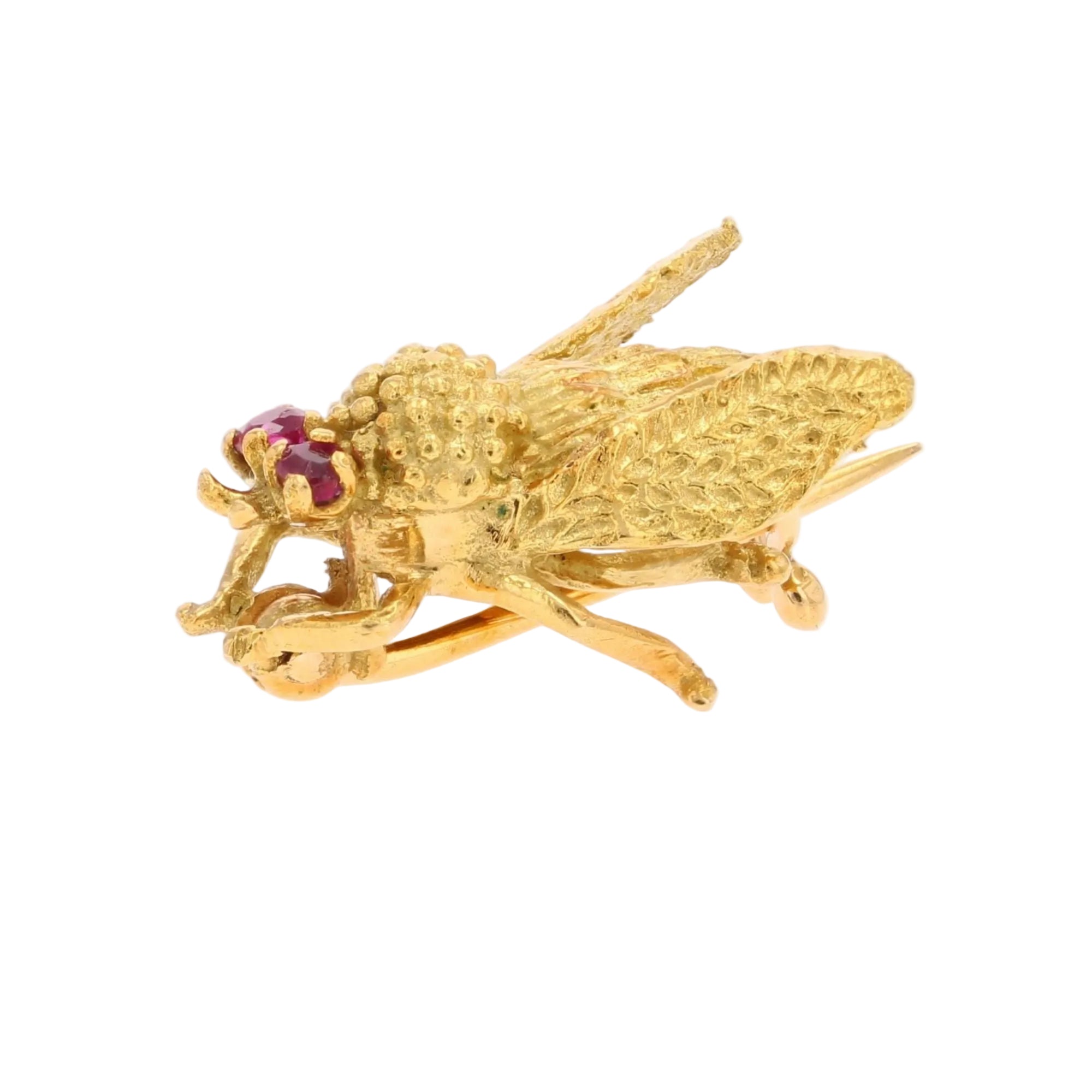 Broche Abeille en or jaune et rubis