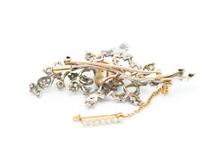 Broche Napoléon III en or jaune, argent, perles et diamants - Castafiore