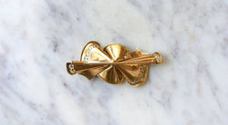 Broche Noeud Années 50 Diamants Or Rose - Castafiore