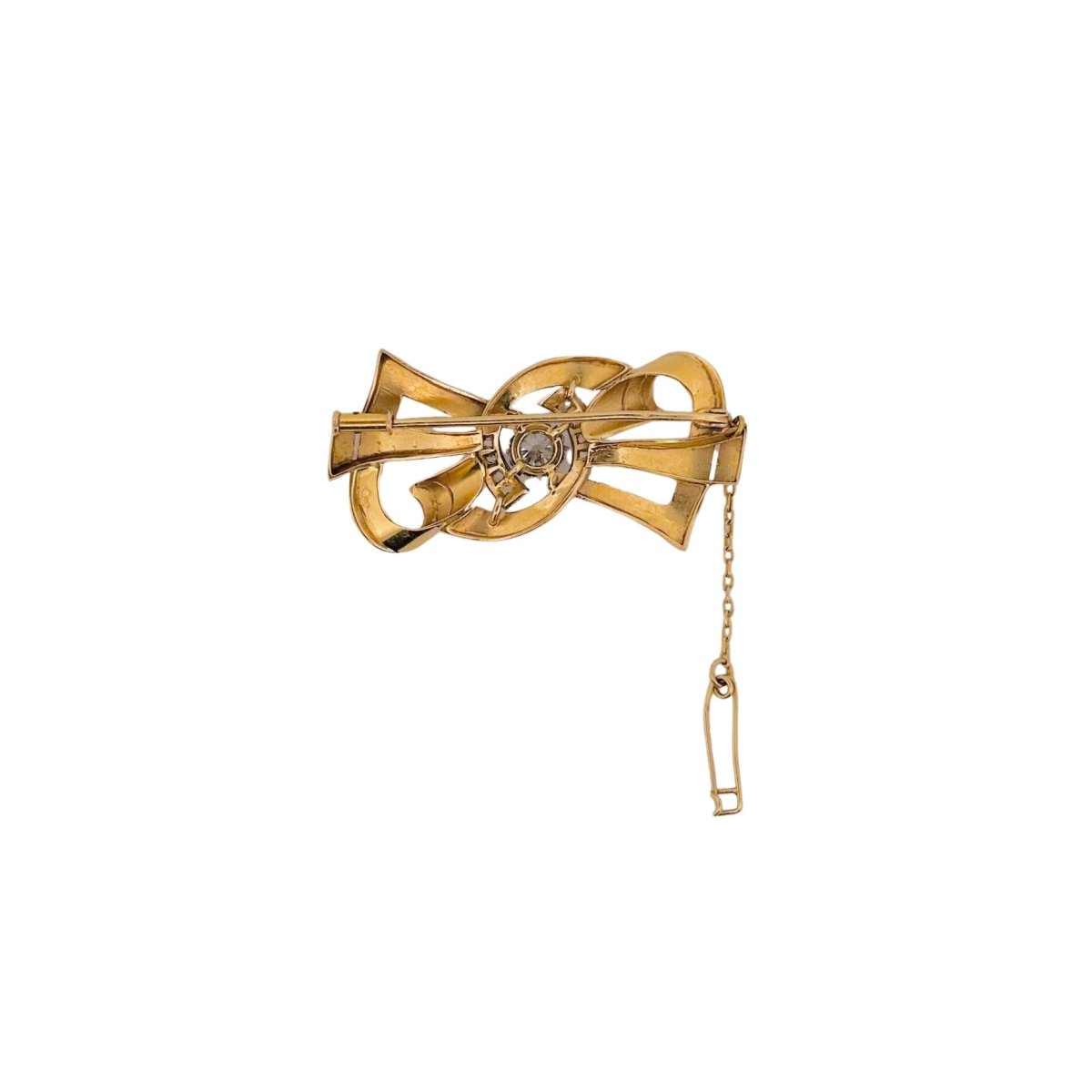 Broche Noeud en or jaune et diamants - Castafiore