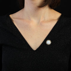 Broche opale diamants émail noir - Castafiore