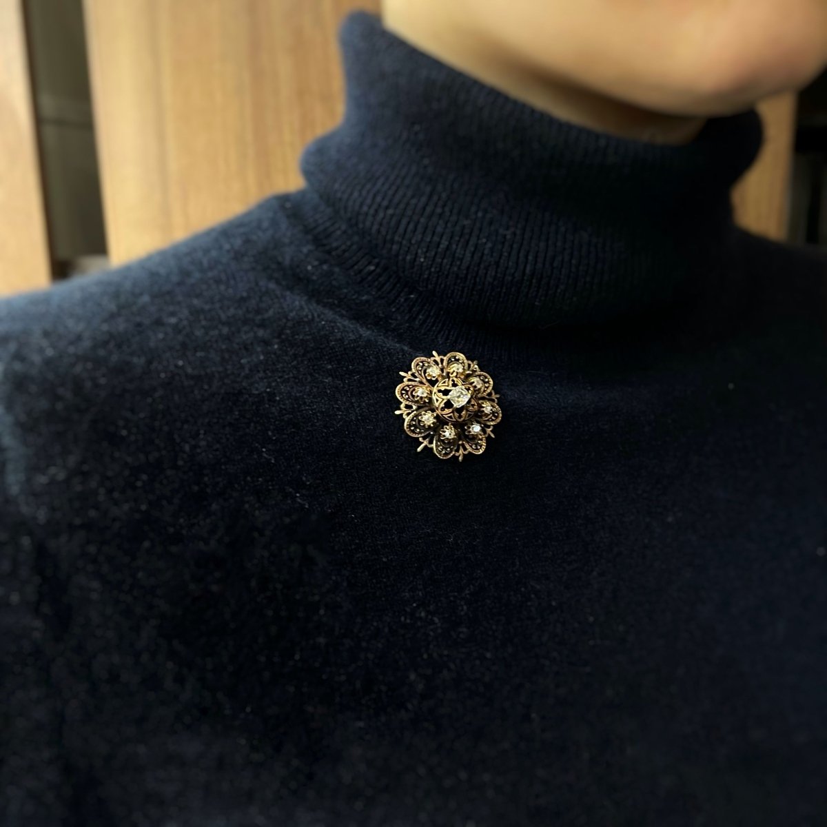 Broche - Or, Email & Diamants