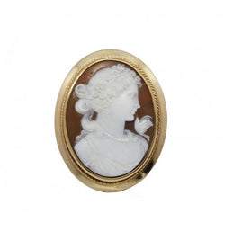 Broche - Or Et Camée coquille - Castafiore