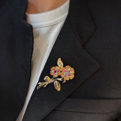 Broche - Or, platine & Diamants & Rubis - Castafiore