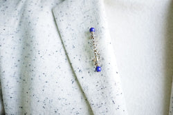 Broche or rose perles lapis lazuli