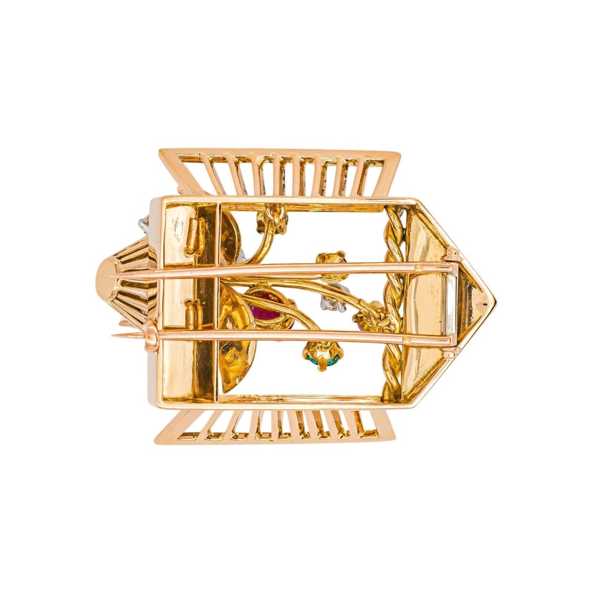 Broche Or rose Rubis - Castafiore