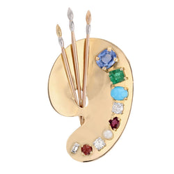 Broche palette du peintre pierres précieuses - Castafiore