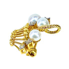 Broche panier en or jaune 18 carats, 3 perles et 5 diamants - Castafiore