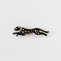 Broche panthère André VASSORT en or jaune et émail noir - Castafiore