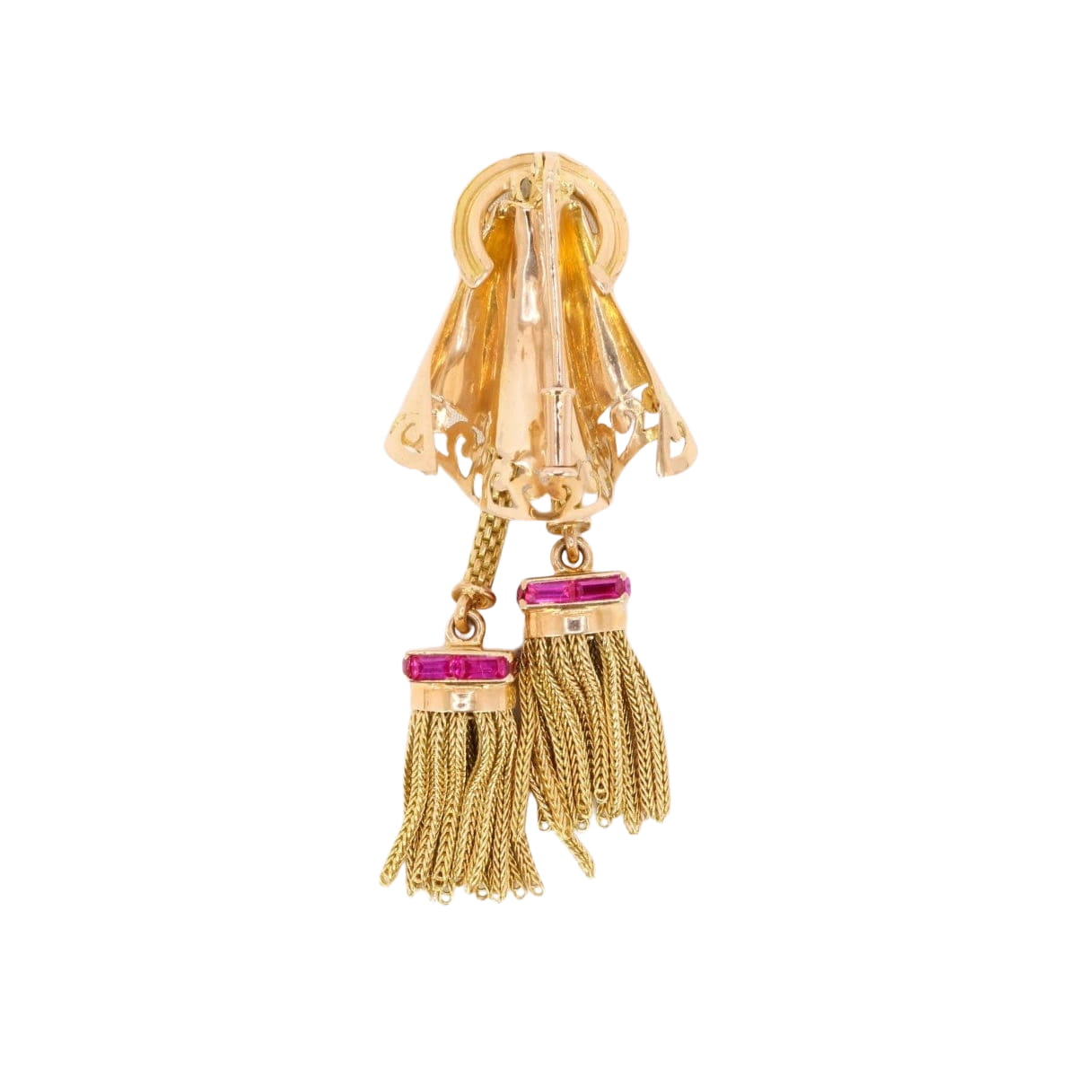 Broche passementerie or jaune rubis calibrés - Castafiore