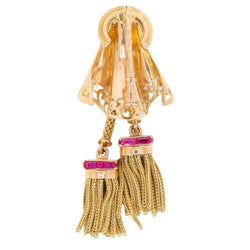 Broche passementerie or jaune rubis calibrés - Castafiore