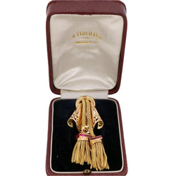 Broche passementerie or jaune rubis calibrés - Castafiore