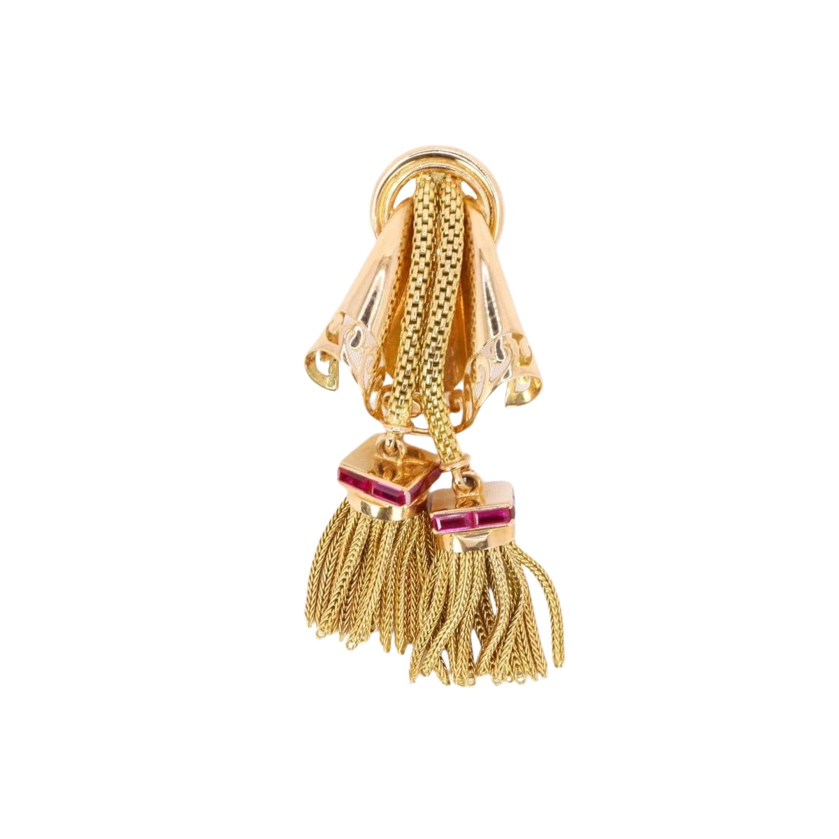 Broche passementerie or jaune rubis calibrés - Castafiore