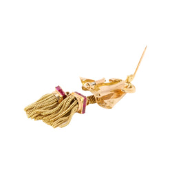 Broche passementerie or jaune rubis calibrés - Castafiore