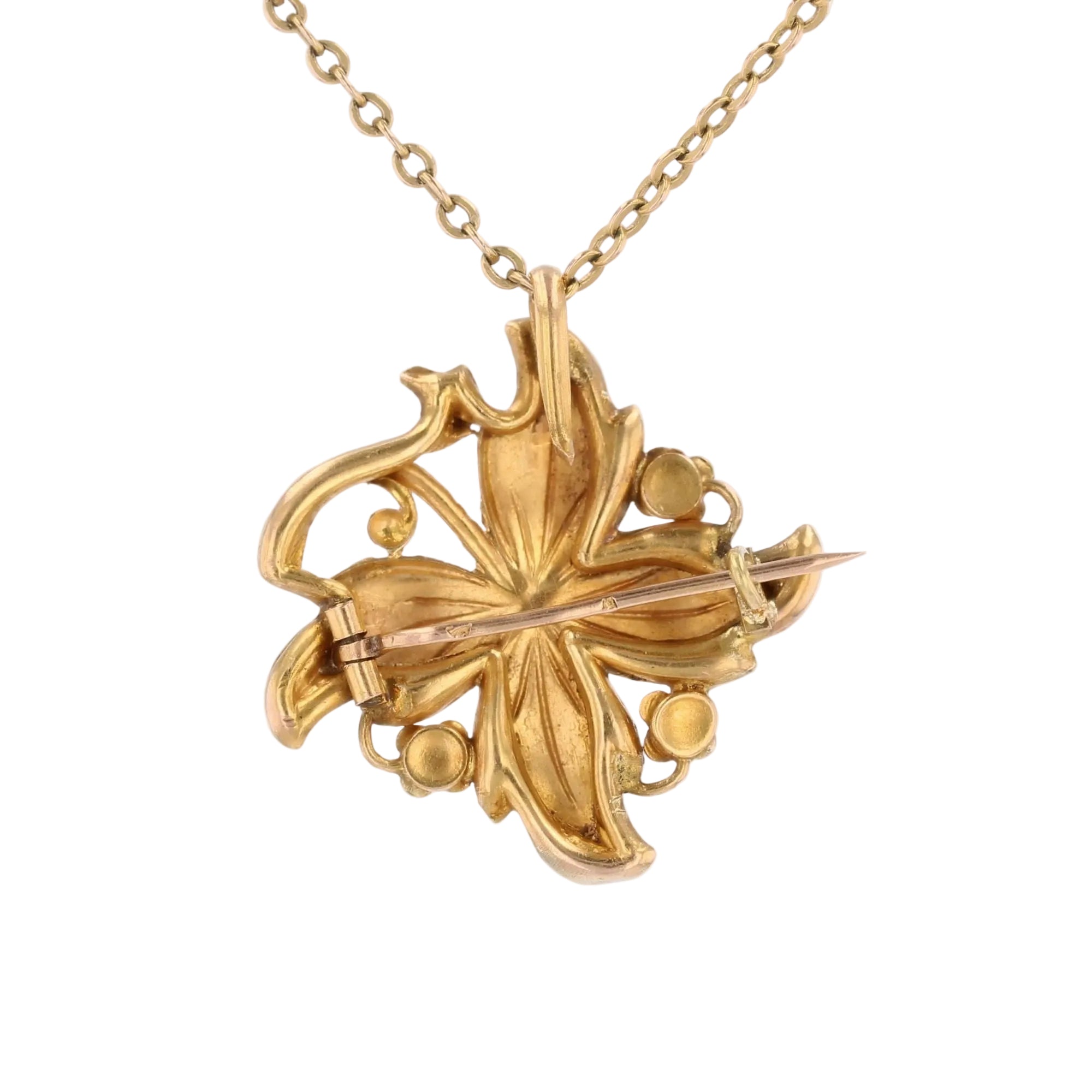 Broche Pendentif ancienne or et perle fine