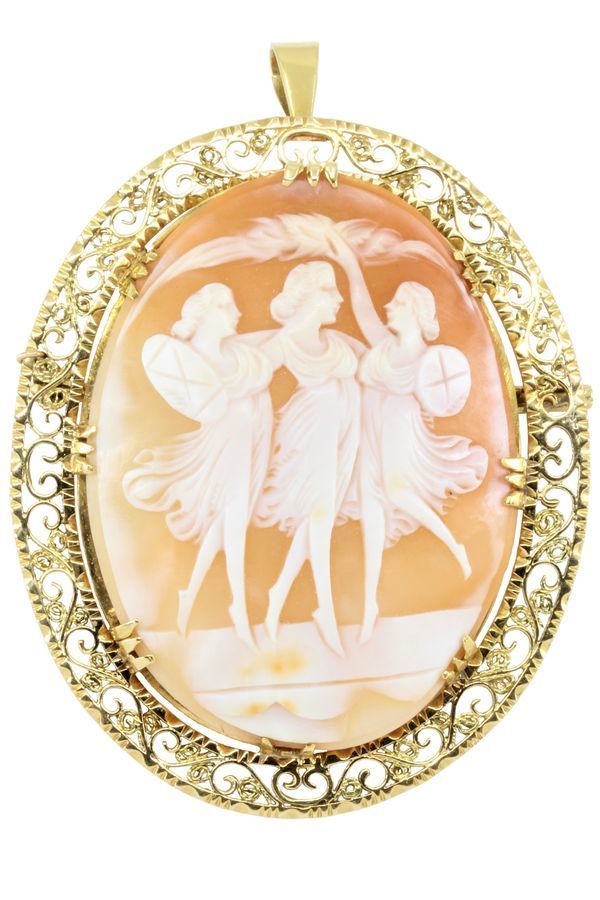 BROCHE PENDENTIF CAMÉE ART NOUVEAU - Castafiore