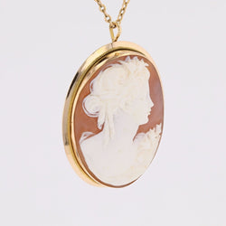 Brooch cameo pendant yellow gold