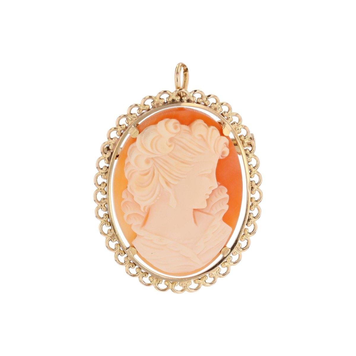 Brooch cameo pendant yellow gold vintage