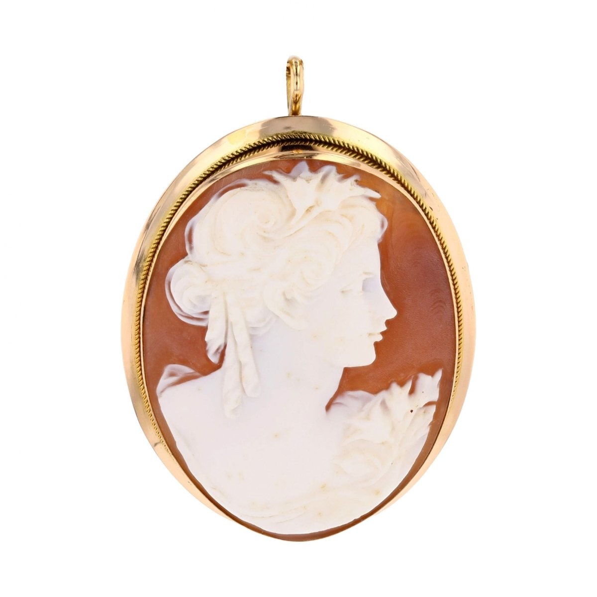 Brooch cameo pendant yellow gold