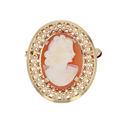 Broche pendentif camée et or ajouré - Castafiore