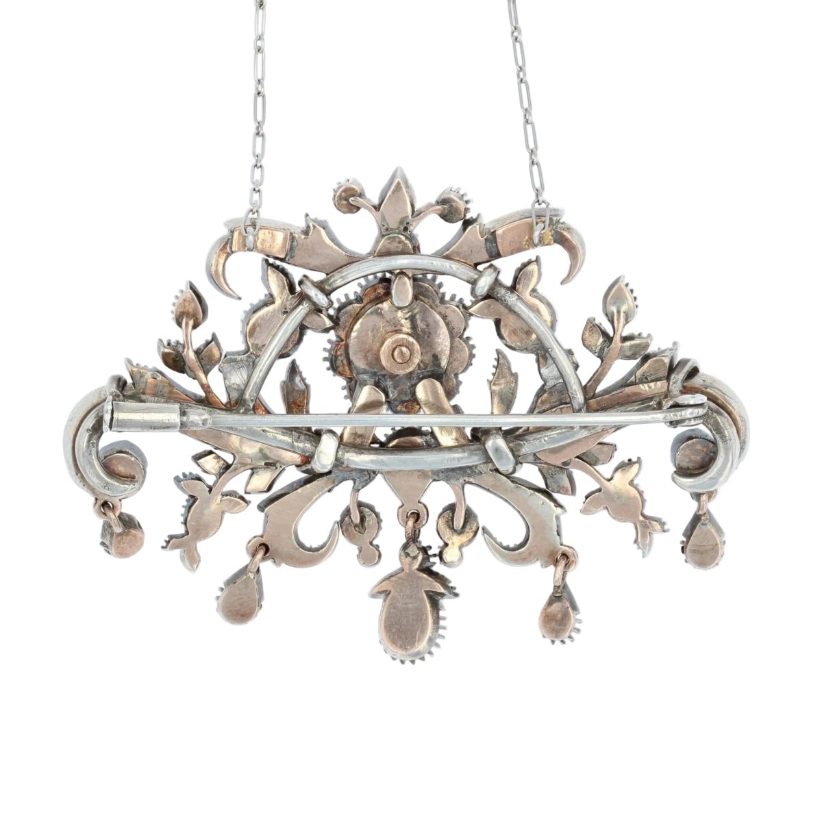 Broche Pendentif en or blanc, or rose, argent et diamants - Castafiore