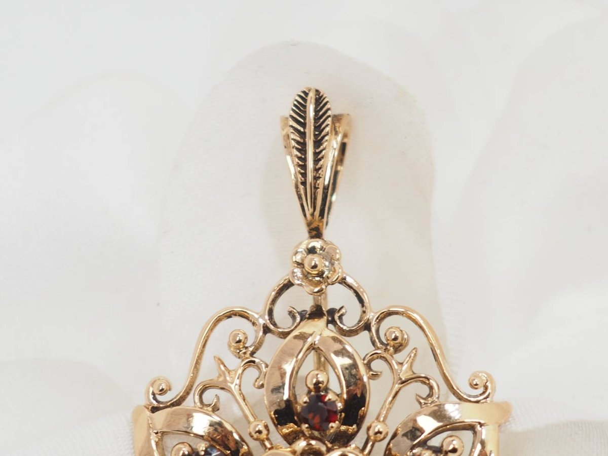 Broche pendentif en or jaune, emeraude et perles de culture - Castafiore