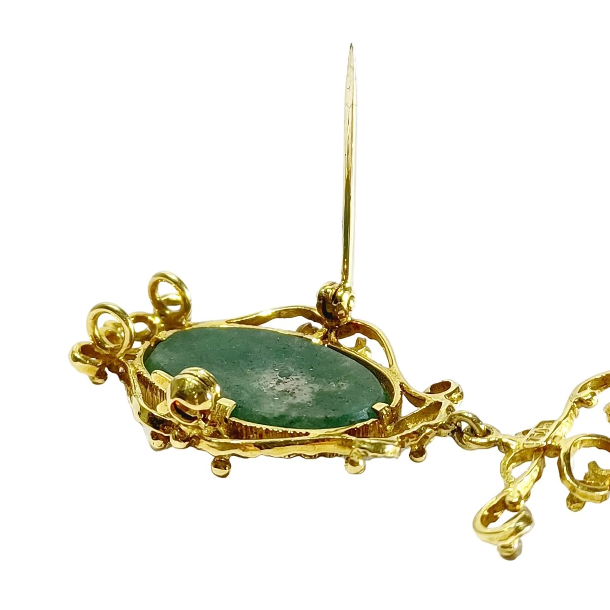 Broche Pendentif en or jaune, perle et jade - Castafiore