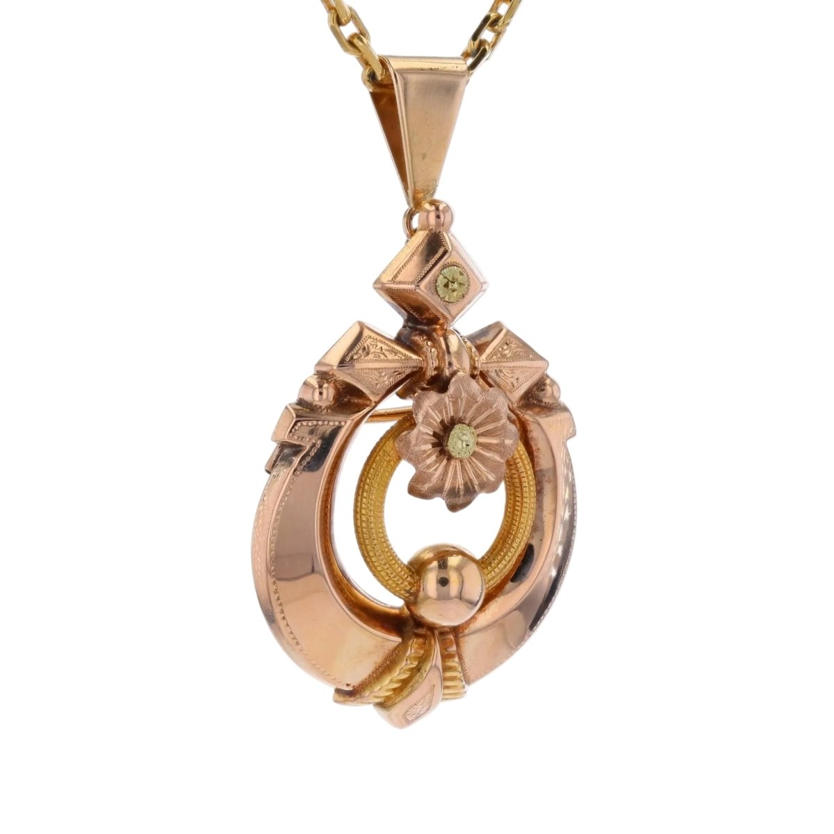 Broche Pendentif en or rose et or vert - Castafiore